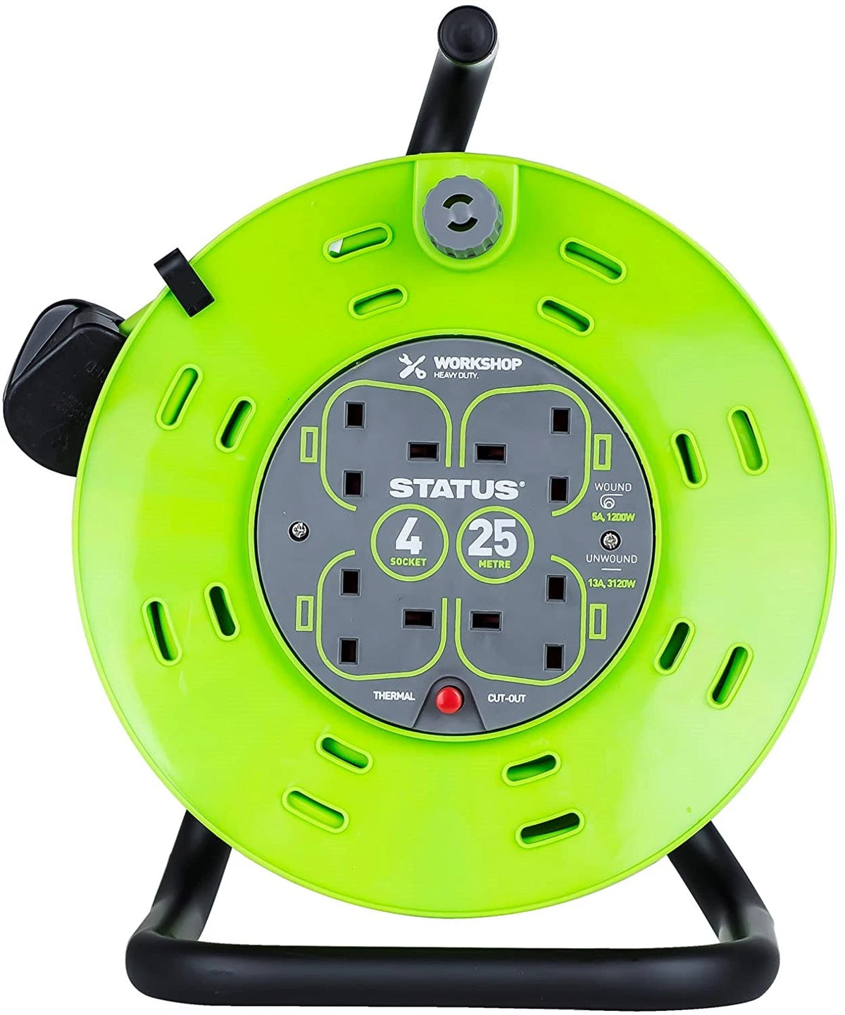 18m Cable Reel 4 Socket Extension Lead Heavy Duty (Thermal Cutout)